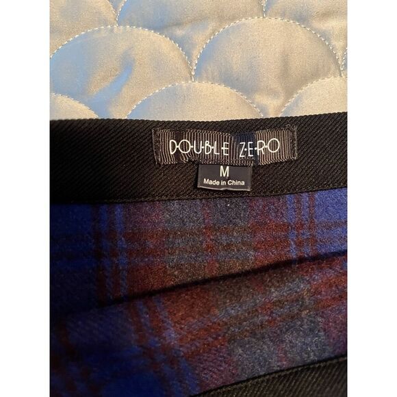 DOUBLE ZERO Size M Plaid Wool Blend Mini Skirt NEW WITH TAGS - Picture 2 of 6